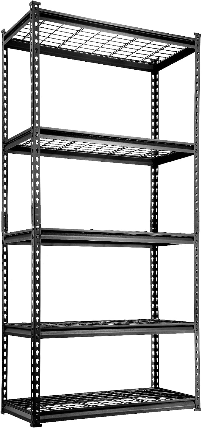 VEVOR Storage Shelving Unit, 5-Tier Adjustable, 2000 lbs Capacity, Heavy Duty Garage Shelves Metal Organizer Wire Rack, Black, 36" L x 16" W x 72" H for Kitchen Pantry Basement Bathroom Laundry Closet - Image 12