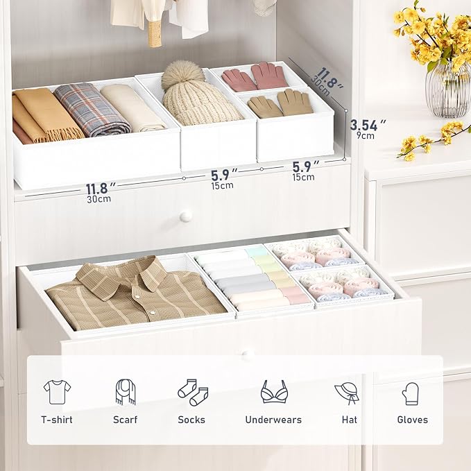 DIMJ Drawer Organizer Clothes- 26 Pack Baby Dresser Organizer for Nursery, Small Fabric Closet Drawer Organizer Bins for Underwears Socks, Foldable Storage Dividers Organization for Bedroom - Image 2