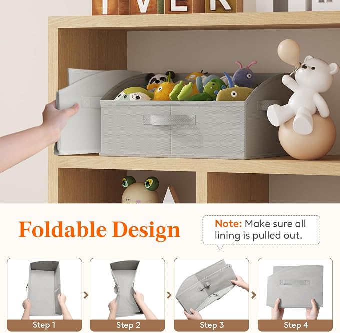 Lifewit Trapezoid Closet Storage Bins for Shelf, 6 Packs Non-woven Closet Organizer Baskets with Handles, Foldable Clothes Containers Boxes for Clothing, Book, Purse, 19L, Large, Light Gray - Image 6