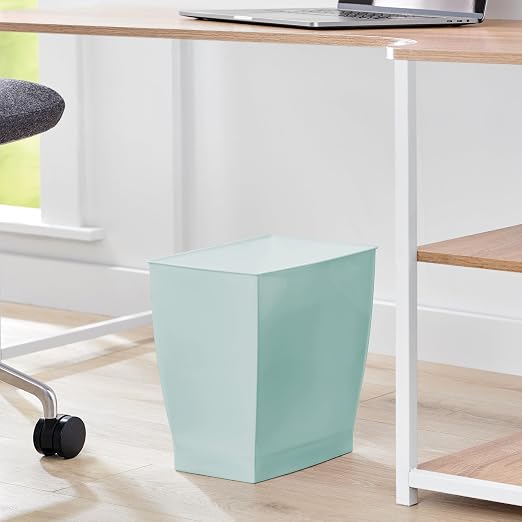 iDesign Small Plastic Bathroom Trash Can, Slim Rectangle Garbage Bin for Bedroom, Office, Dorm, Soft Aqua Blue - Image 5