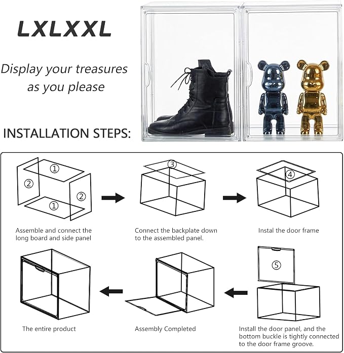 Clear Acrylic Display Case, Stackable Plastic Storage Bins with Magnetic Attraction Lid, Showcase for Cosmetic, Large Figures Collectibles, X-Large - Image 6