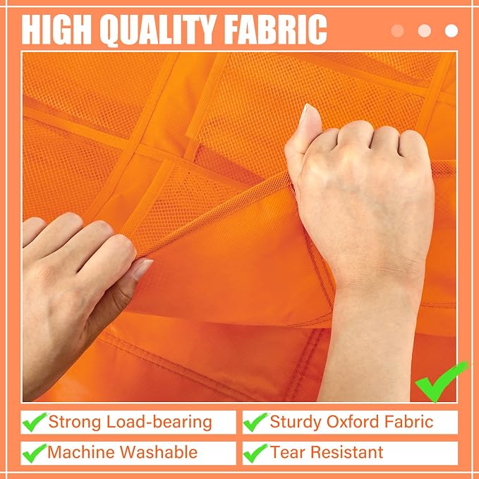 Windyun 40 Over the Door Shoe Organizer Large Mesh Pocket Hanging Shoe Rack for Closet Orange Nonslip Behind Door Storage Holder Back to School Organizer for Dorm Room College Classroom Storage - Image 5