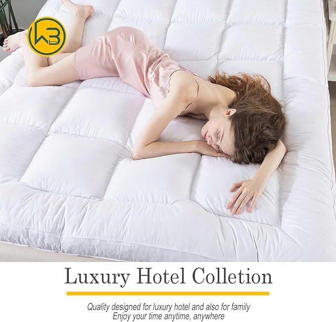 WhatsBedding 5 Inch Feather Bed Mattress Topper,Duck Feather Memory Foam Mattress Topper, Thickened Topper Layer, King, 78x80 inches