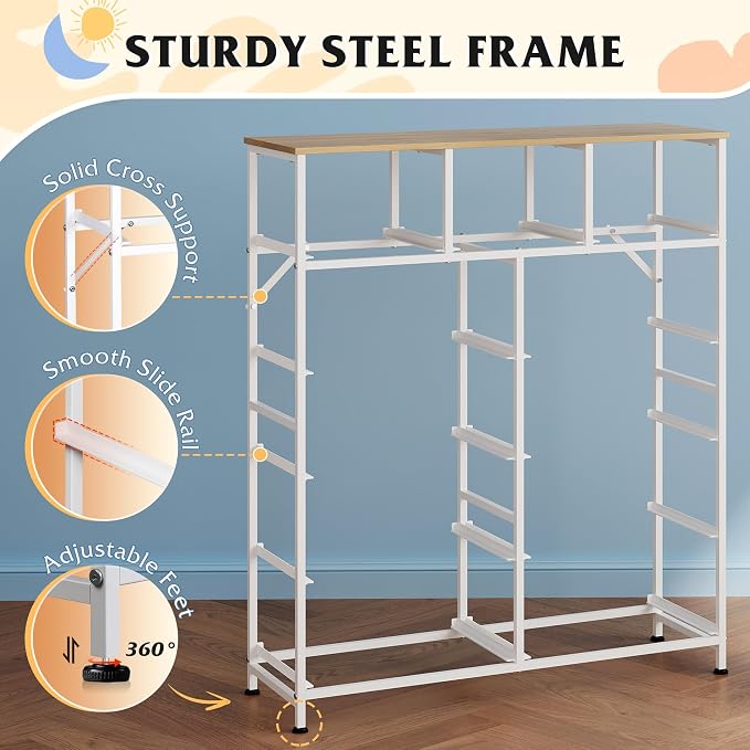 WLIVE Storage Organizer Unit with 11 Fabric Bins, Storage Drawers Organizer with Steel Frame, Tall Storage Tower Organizaton for Living Room, Hallway, Office, Cream White - Image 7