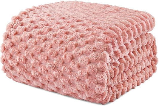 Exclusivo Mezcla Fleece Queen Blanket for Bed, Extra Large Fuzzy Dusty Pink Bed Blankets, Soft Cozy Plush Sofa Throws for All Seasons, 90x90 Inches