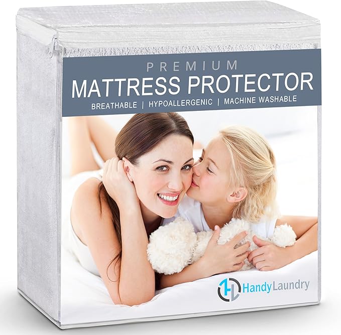 Handy Laundry Waterproof Mattress Protector – Breathable, Machine-Washable Mattress Cover – Perfect for Kids, Adults, and Pets – Extends Mattress Life. (King Size)
