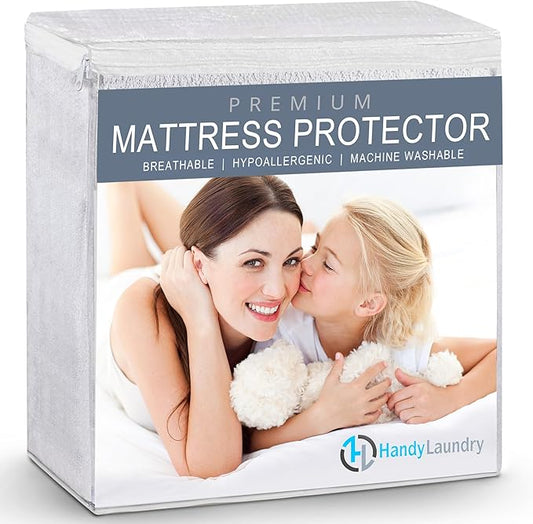 Handy Laundry Waterproof Mattress Protector – Breathable, Machine-Washable Mattress Cover – Perfect for Kids, Adults, and Pets – Extends Mattress Life. (King Size)