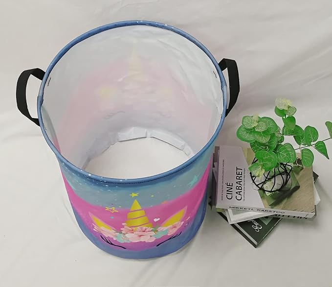 Kids Hamper Girls Unicorn Room Decor,Storage Bins Organizer Toy Box Laundry Basket Large Canvas Collapsible Chest for Home/Dorm/Kitchen/Pet/Office/Closet/Shelf/Gift Baskets - Image 4
