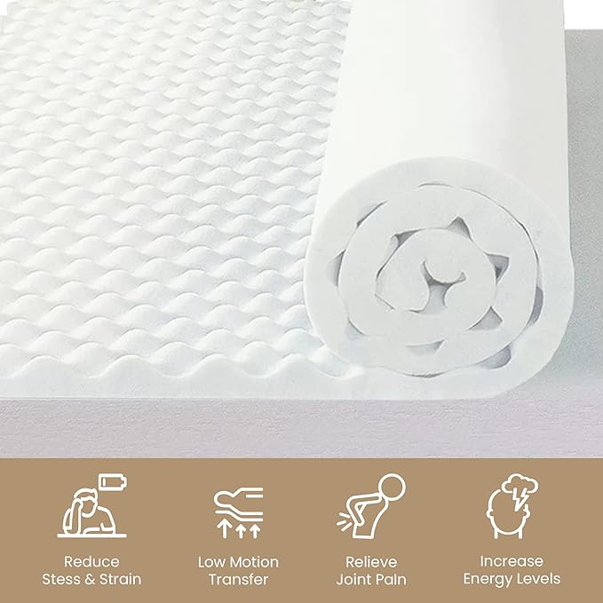 Zayton 1-inch Convoluted Foam Mattress Topper with Egg Shell Design | Breathable, Soft, and Comfortable Bed Toppers for Back Pain, Orthopedic Support for Better Sleep, Full, Green