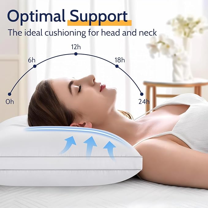 ROUMEA Pillows King Size Set of 2, Gusseted Bed Pillows for Sleeping 2 Pack, Luxury Hotel Quality, Supportive King Pillow with Soft Down Alternative for Back Stomach Side Sleepers,Machine Washable