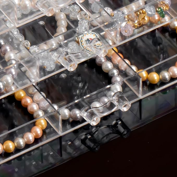 SPAKOWN Earring Organizer, Acrylic Earring Box Large 30 Compartments Jewelry Holder Organizer with 5 Drawers Stackable Earring Bracelet Storage Case Jewelry Boxes for Women (Clear) - Image 5