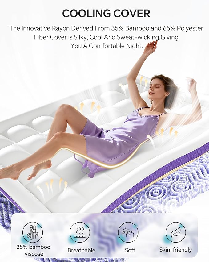 Dual Layer 4 Inch Memory Foam Mattress Topper King - 2 Inch Gel Memory Foam and 2 Inch Pillow Top Mattress Pad, 7-Zone Egg Crate King Size Mattress Topper(White)