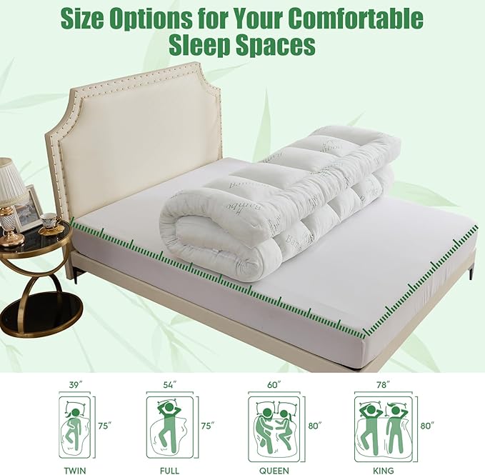 WhatsBedding 5 Inch Memory Foam Mattress Topper King Size for Back Pain Relief, Cooling Breathable Bamboo Viscose Air Layer