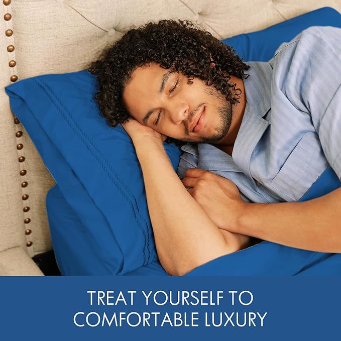ClevaHome Full Size Sheet Set - 6 Piece Soft Breathable Luxury Bed Sheet Set - Shrinkage & Fade Resistant Embroidered Bedding Sheet with 14-inch Deep Pocket, 2 Extra Pillowcases (Full, Royal Blue)
