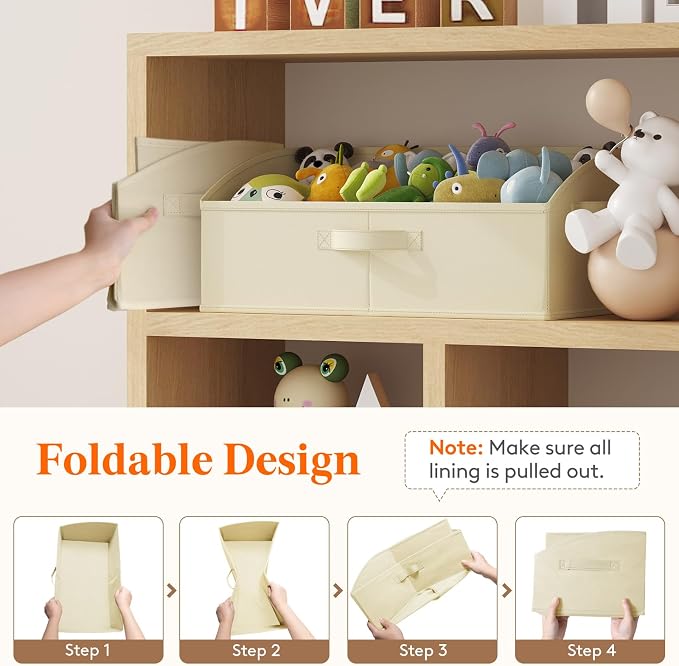 Lifewit Trapezoid Closet Storage Bins for Shelf, 6 Packs Non-woven Closet Organizer Baskets with Handles, Foldable Clothes Containers Boxes for Clothing, Book, Purse, 23L, Extra Large, Beige - Image 6