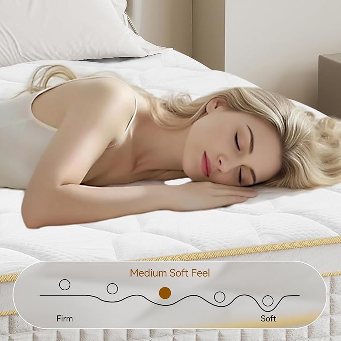 Queen Mattress 12 Inch Hybrid Mattress in a Box with Memory Foam and Pocket Springs for Pressure Relief, Medium Firm Queen Size Mattress, Motion Isolation, CertiPUR-US