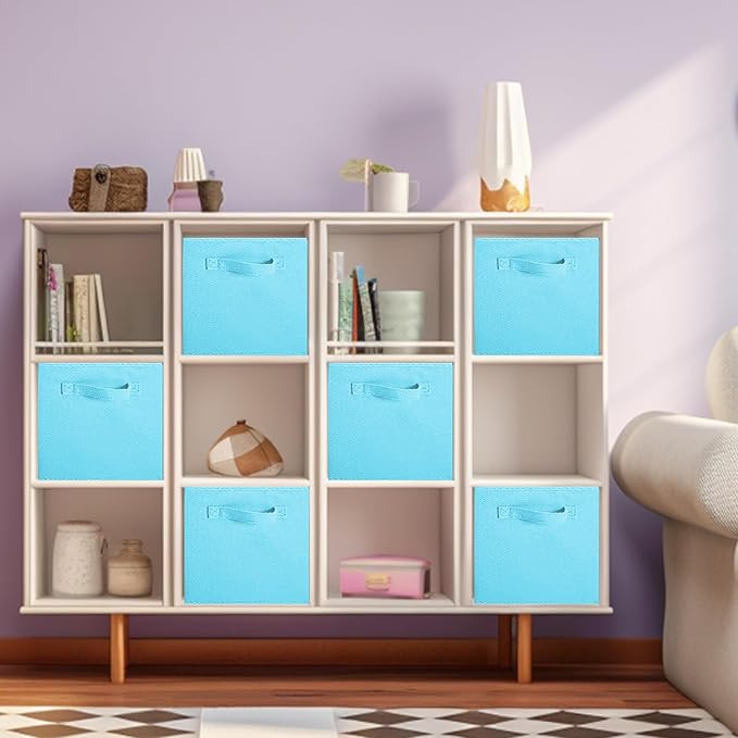 Shellkingdom Storage Bins, Foldable Fabric Storage Cubes And Cloth Storage Organizer Drawer For Closet And Toys Storage,2 Pack（Light Blue） - Image 3