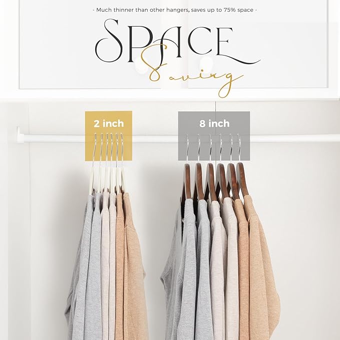HOUSE DAY Premium Velvet Hangers 50 Pack Ivory, Non-Slip Flocked Felt Hangers, Sturdy Clothes Hanger with 360° Rotatable Hook, Heavy Duty Durable Slim Coat Hanger for Closet Space Saving - Image 3