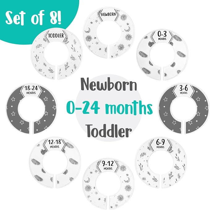Eli with Love Baby Closet Dividers (Boho) – Fits 1.5" Rod - Set of 8 Closet Size Dividers – Baby Clothes Dividers for Closet – Organize Nursery Hangers Size/Age - Image 4