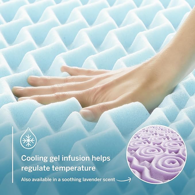 LUCID 2 Inch Gel Memory Foam Mattress Topper, California King size – 5 Zones – Cooling Gel Infusion – CertiPur Certified Foam