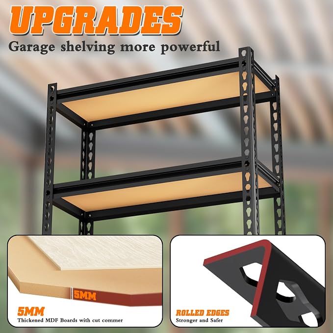 LEVELEVE 5-Tier Storage Shelving Unit, Metal, for Kitchen, Garage, Laundry Room, Adjustable, 30" L x 12" W x 60" H, Rectangular, 2 Pack - Image 6