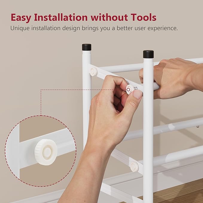Tajsoon Expandable Shoe Rack for Closet 2 Tier, 28“-41“ Adjustable & Stackable Shoe Shelf Storage, Metal Shoe Rack Organizer for Front Door Entrance, Closet, Garage, Entryway, White - Image 4