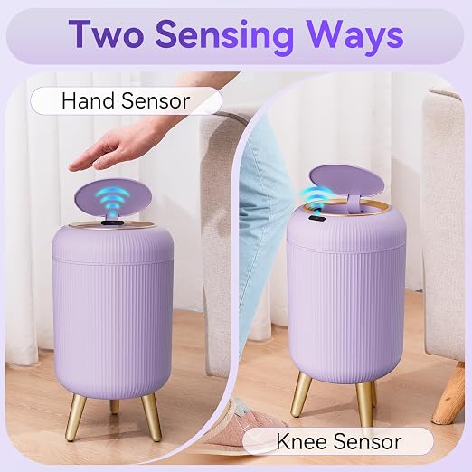 Motion Sensor Bathroom Trash Can with Lid, 3 Gallon/11L Automatic Bathroom Wastebasket,Touchless Trash Bin with Removable Legs for Kitchen,Office,Toilet,Bedroom,Smart Sensor Trashcan-Purple - Image 5