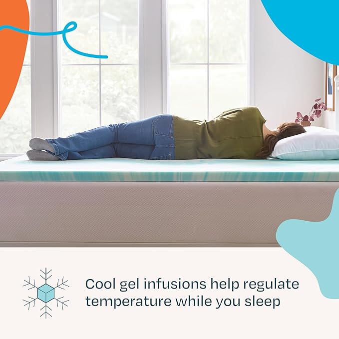 Linenspa 2 Inch Swirl Gel Memory Foam Mattress Topper, California King Size – Cooling Gel Infused, Ventilation Holes – Pressure Relieving Bed Topper – CertiPUR Certified