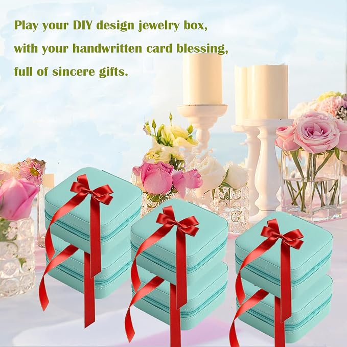 Travel Jewelry Case Bridesmaid Gifts Box,12 Pack Small Jewelry Box Mini Jewelry Organizer,PU Leather Portable Earring Storage Box for Women Girls Bridesmaid Proposal Gifts - Image 3