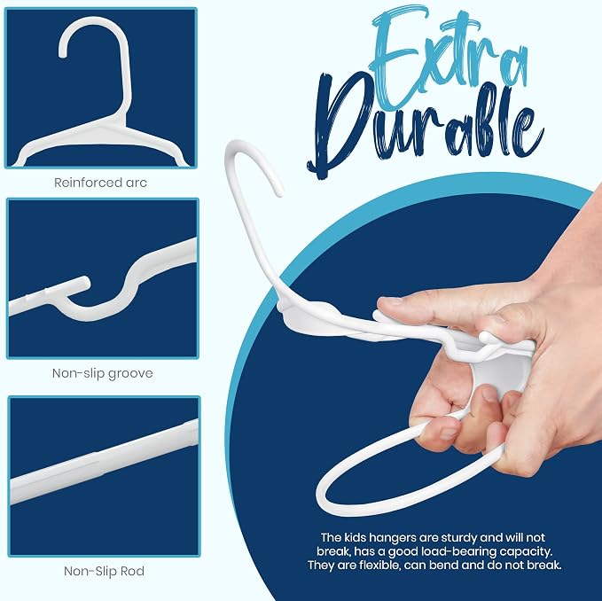 Utopia Home 60 Pack Kids Hangers - 11.5 Inch Plastic Baby Hangers for Closet - Childrens Hanger for Clothes & Infant Hanger for Closet (White) - Image 4