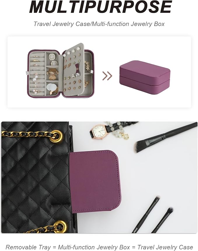 Jewelry Box for Women, Travel Jewelry Organizer Ladies Watch and Jewelry Case Travel Jewelry Case for Necklaces. (Burgundy Red) - Image 8