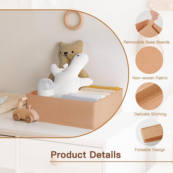 Criusia Drawer Organizer Clothes, 10 Pack Dresser Organizer for Baby Clothes, Underwear, Sock- Foldable Closet Organization and Storage Dividers Bins for Nursery, Bedroom (Brown) - Image 3