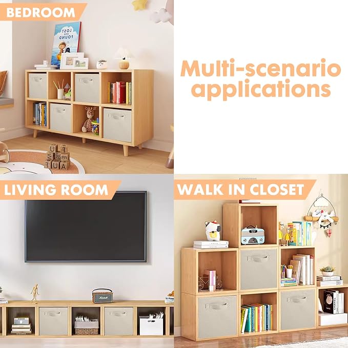 ShellKingdom Storage Bins, Foldable Fabric Storage Cubes And Cloth Storage Organizer Drawer For Closet And Toys Storage,2 Pack (Beige) - Image 6