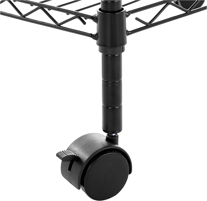 Amazon Basics 3-Shelf Adjustable Heavy Duty Storage Shelving Unit on 2" Wheels, Metal Wire Rack for Garage, Utility Shelving with Leveling Feet, 23.2"L x 13.4"W x 32.75"H, Black - Image 5