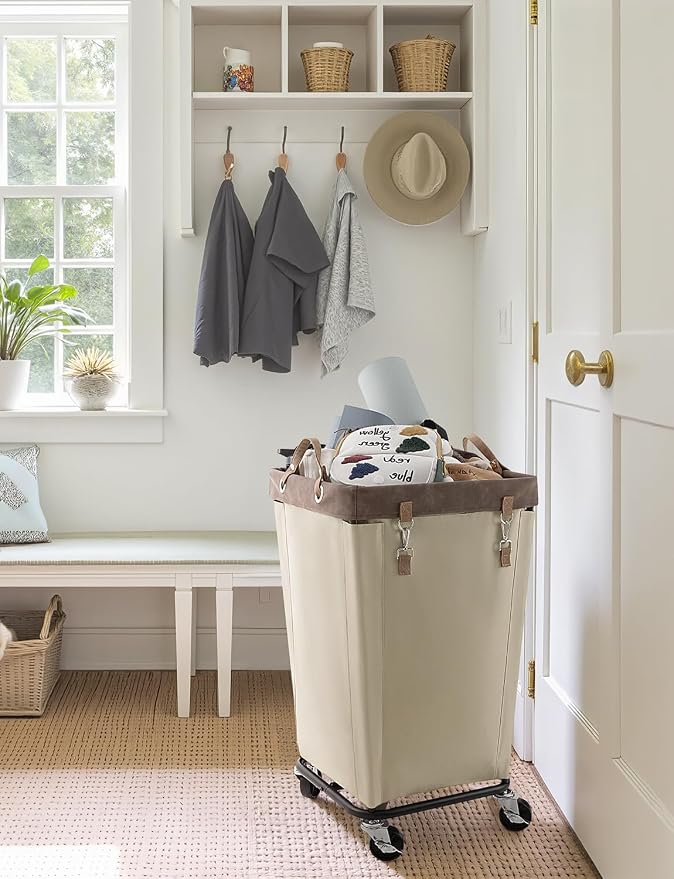 StorageWorks 160L Laundry Basket with Wheels, Large Rolling Hampers for Clothing Organizer, Dirty Clothes Basket for Hotel, Home, Closet, Dorm, Light Khaki - Image 7