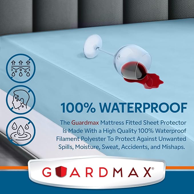 Guardmax Jersey Knitted Crib Size Mattress Protector - Waterproof & Dust Mite Proof Mattress Cover with Stretchable Pockets - Soft, Comfortable, & Noiseless Waterproof Fitted Sheet.(28 x 52 x 7)