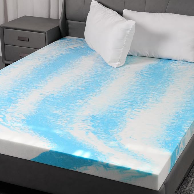 3 Inch Gel Memory Foam Mattress Topper Full Size - Cooling Blue Foam Pad for Pressure Relief, CertiPUR-US Certified, Comfortable Bed Topper