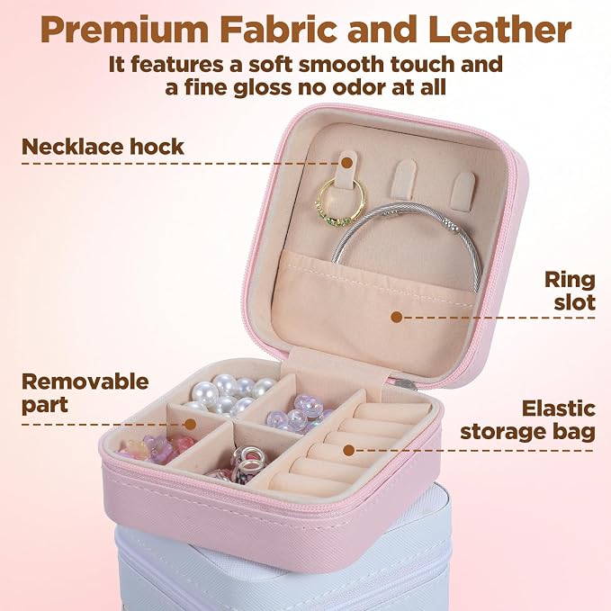 Mini Travel Jewelry Case, Portable Jewelry Organizer Box, Multi-Compartment Storage for Earrings, Necklaces, Rings, Gift for Women, Girls, 8 Pcs, 4 Colors - Image 3