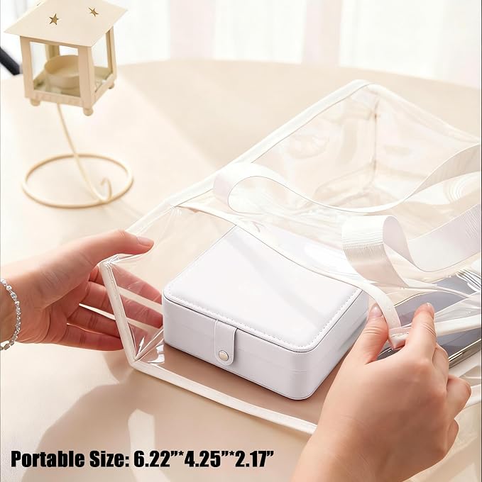 QBestry All-in-One Travel Jewelry Organizer for Women White | Small Jewelry Box with 68 Earring Holes | Compact Portable Jewelry Case for Earrings, Rings, Necklaces | Perfect Gifts for Mom Wife Girls - Image 7