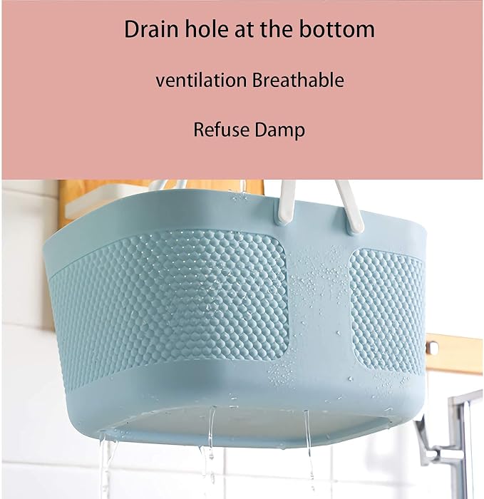 Shower Caddy Basket, Portable Large Capacity Thickened Plastic Organizer Storage Tote with Handles Drainage Toiletry Bag Bin for Bathroom, College Dorm Room Essentials, Kitchen, Camp, Gym, Blue - Image 4
