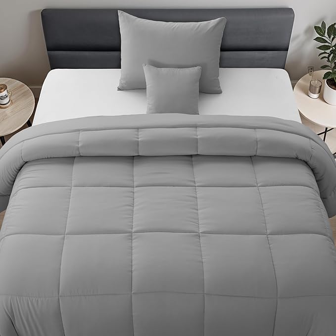 LUX Décor 4pc Twin Comforter Set, All-in-One Bed in a Bag, Includes 1 Comforter, 1 Pillow Shams, 1 Decorative Pillow & 1 Bed Skirt