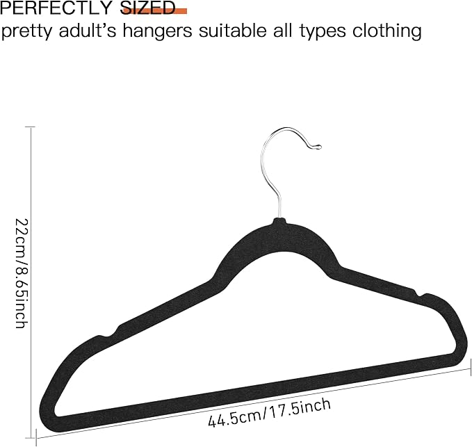 Black Velvet Hangers 20 Pack, Slim Space Saving Suit Hangers for Closet Organizer, Rotating Silver Hook, Non Slip Clothes Felt Hanger Heavy Duty for Coat,Shirt, Pants, Camisole, Dress - Image 9