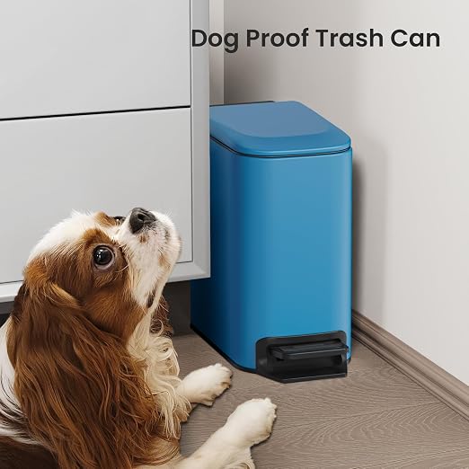 Cesun Small Bathroom Trash Can with Lid Soft Close, Step Pedal, 6 Liter / 1.6 Gallon Stainless Steel Garbage Can with Removable Inner Bucket, Anti-Fingerprint Finish (Blue) - Image 7