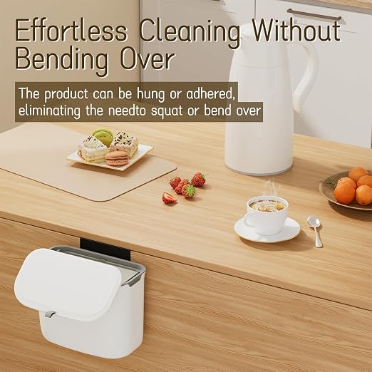 1.9 Gallon Kitchen Compost Bin Hanging Small Trash Can with Lid Under Sink Dual Installation & Triple-Seal Technology, Odorless Kitchen/Bathroom/Office Trash Can for Home, RV - Image 7