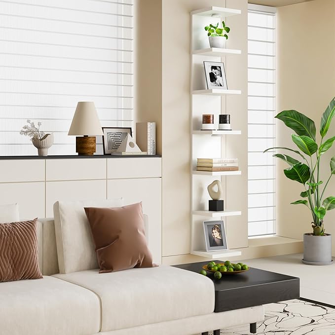Fixwal Wall Decor 7 Tier Wall Shelf Unit Floating Shelves with LED Lights Lack Shelf for Home Organizer Display White - Image 5