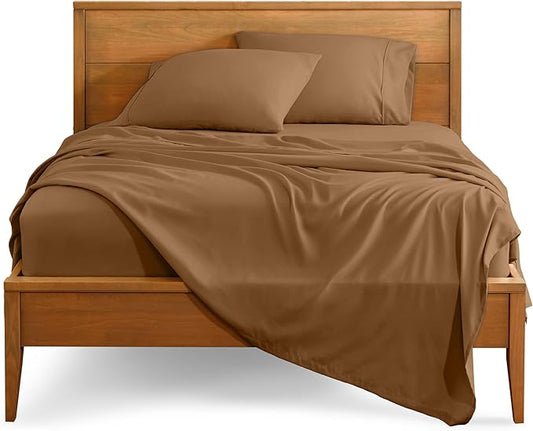 Bare Home Twin XL Sheet Set - 1800 Ultra-Soft Microfiber Twin Extra Long Bed Sheets - Double Brushed - Deep Pockets - Easy Fit - 3 Piece Set - Bedding Sheets & Pillowcases (Twin XL, Caramel)