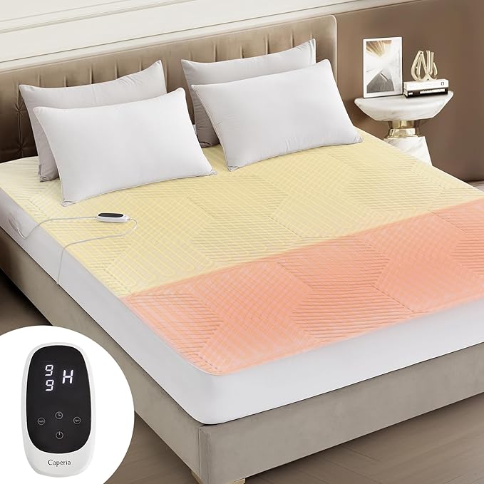 Multizone Waterproof Heated Mattress Pad, Individual Body & Feet Electric Mattress Bed Warmer 9 Heat Settings, 1-12 Hours Auto Off, Deep Pocket, Fast Heating, Machine Washable Twin, 39" x 75"
