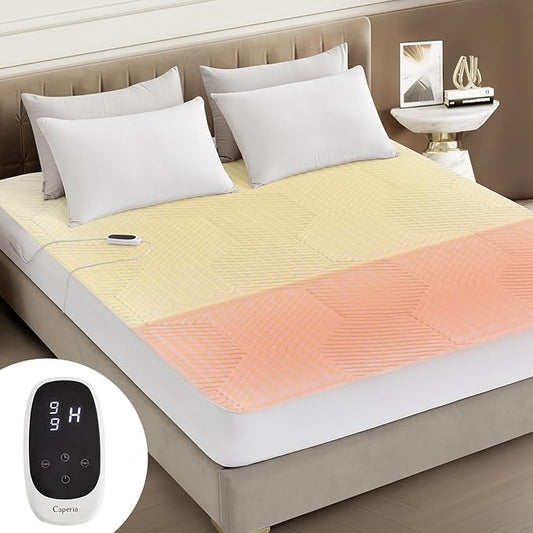 Multizone Waterproof Heated Mattress Pad, Individual Body & Feet Electric Mattress Bed Warmer 9 Heat Settings, 1-12 Hours Auto Off, Deep Pocket, Fast Heating, Machine Washable Twin, 39" x 75"