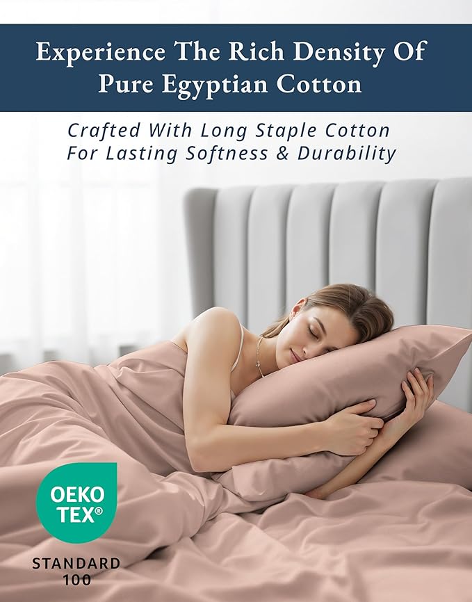 LANE LINEN 100% Egyptian Cotton Split King Bedding Set for Adjustable Beds, Fully Elasticized Reinforced 15 Inch Extra Deep Pocket Split King Sheets, Sateen Weave for Silky Finish - Sepia Rose