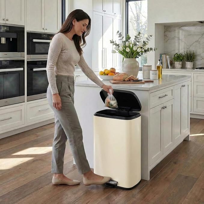 8 Gal Kitchen Trash Can, 30L Recycling or Garbage Bin, Brushed Stainless Steel Waste Basket, Soft&Quiet Close Dustbin, with Step-On Pedal, Removable Inner Bucket, for Home, Office, Living Room - Image 9